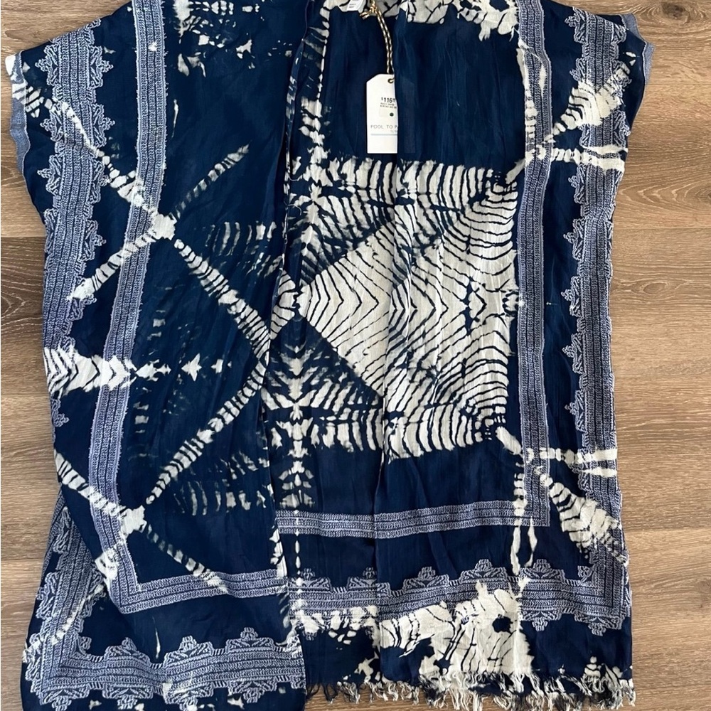 Navy and White Beach Cover Up Kimono
